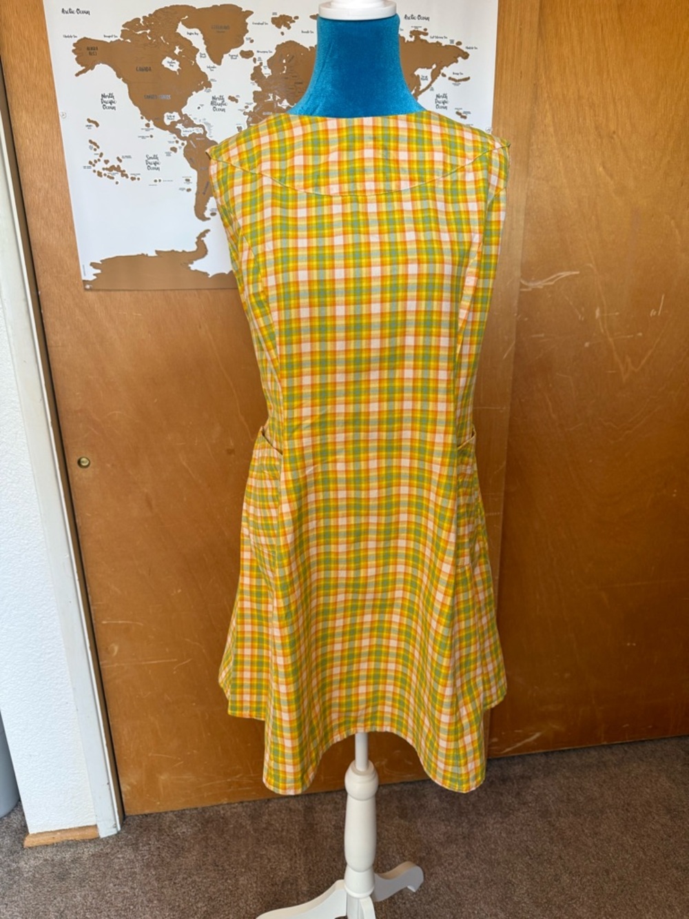 Retro Yellow Plaid Mini Dress